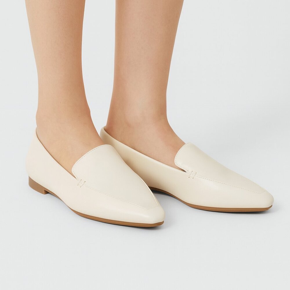 A New Day Women’s Hayes Loafer Flats Size 8 Cream Faux Leather Slip-On Shoes